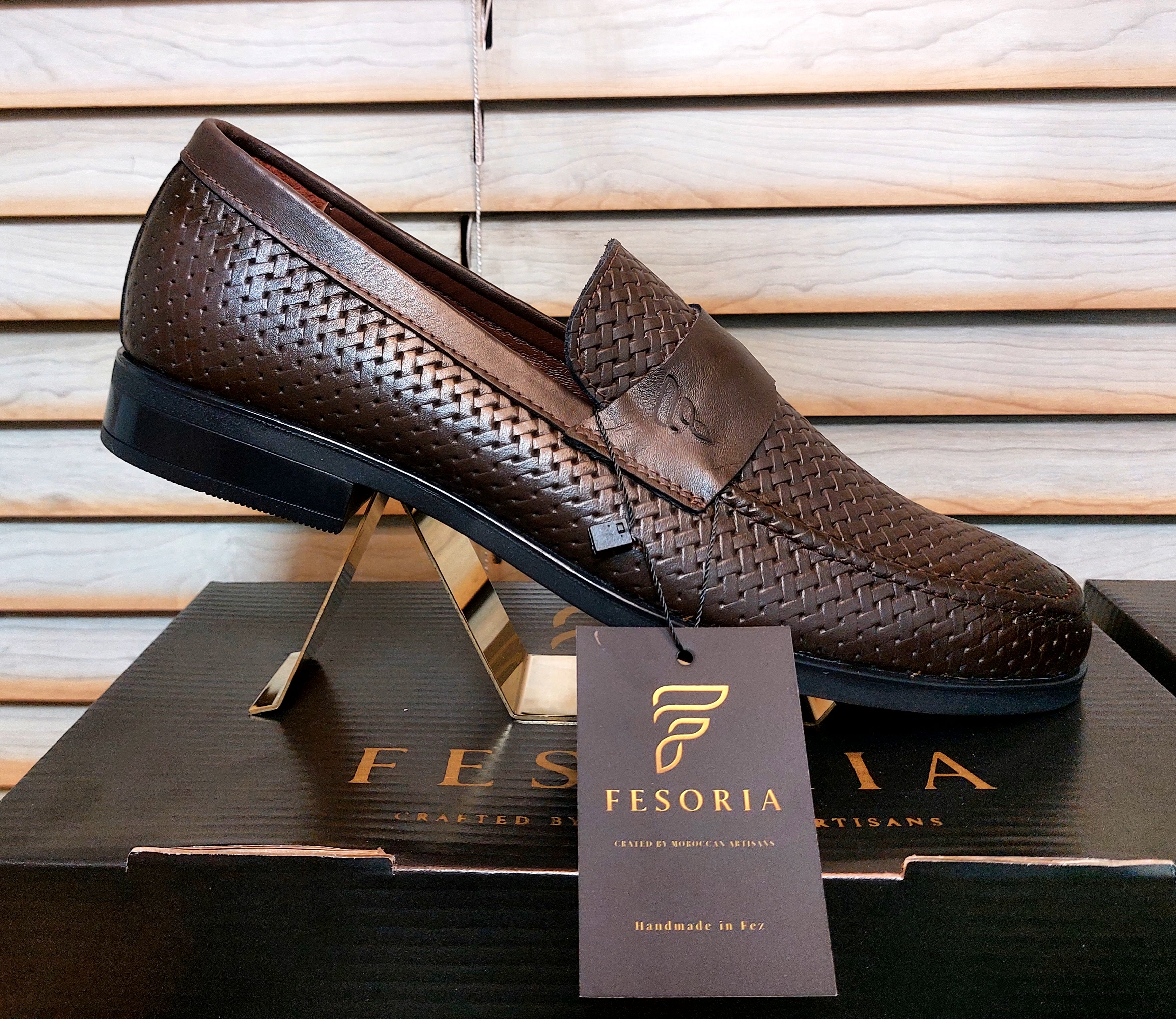 Mocassin Penny en cuir tressé