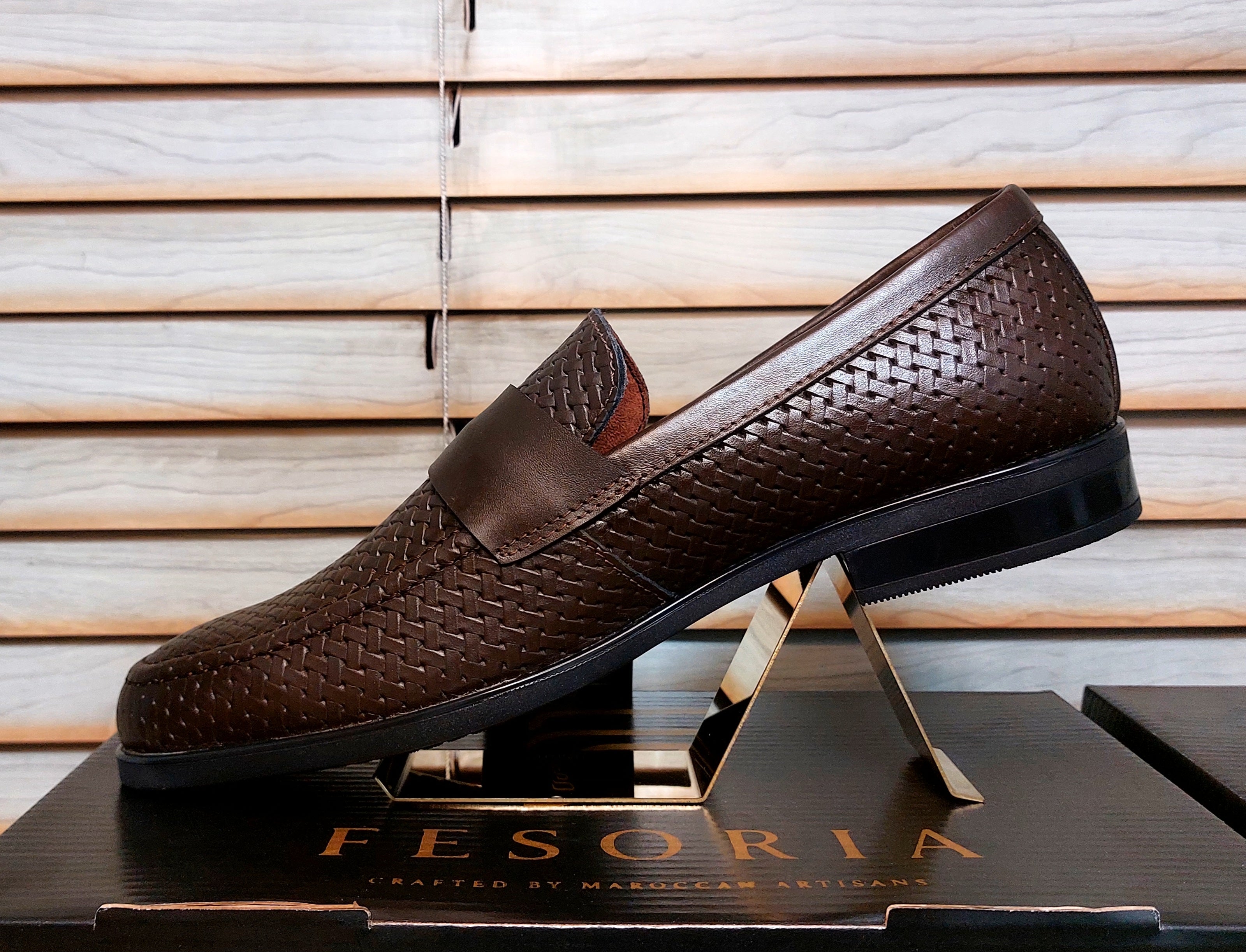 Mocassin Penny en cuir tressé