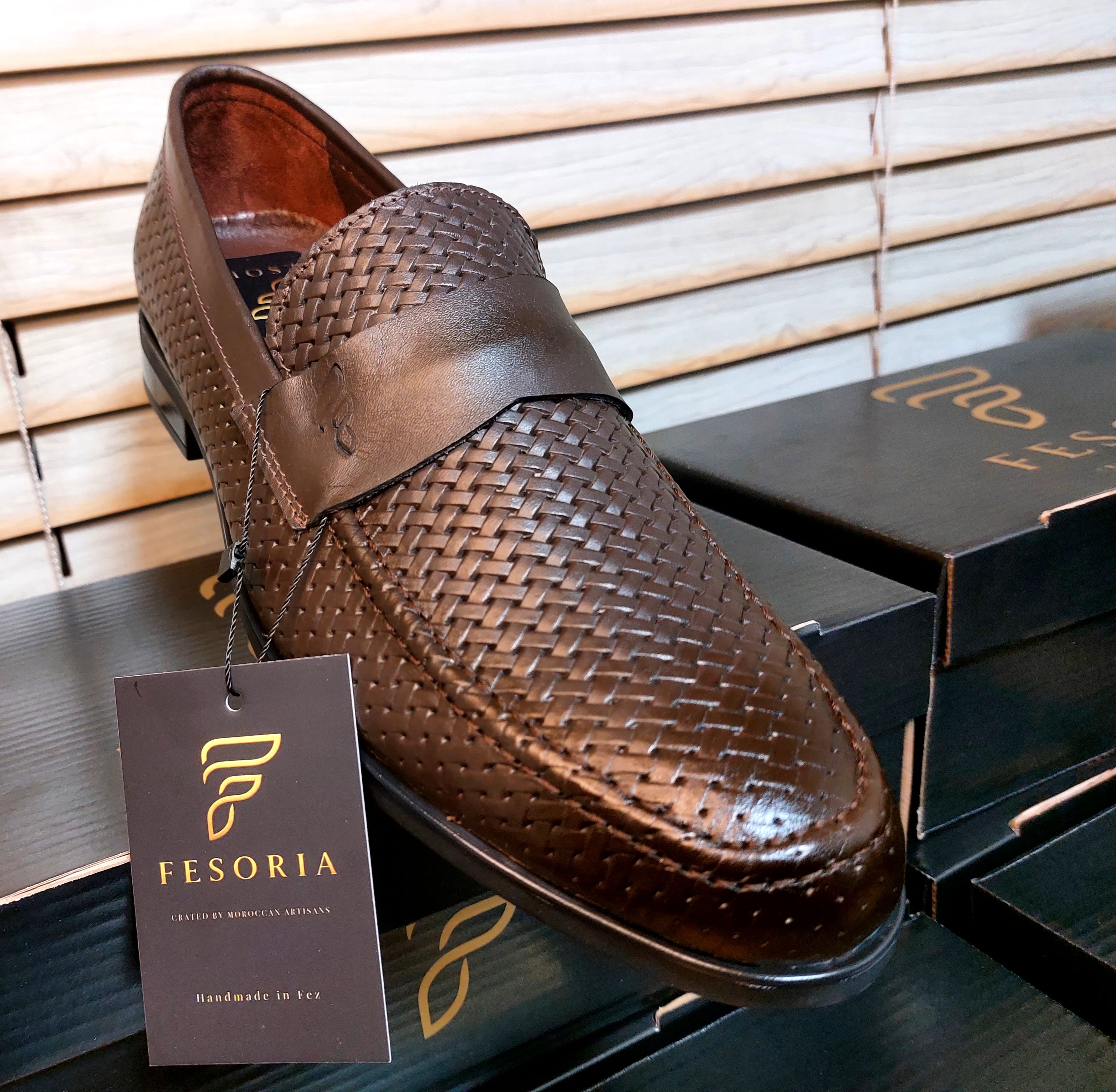 Mocassin Penny en cuir tressé