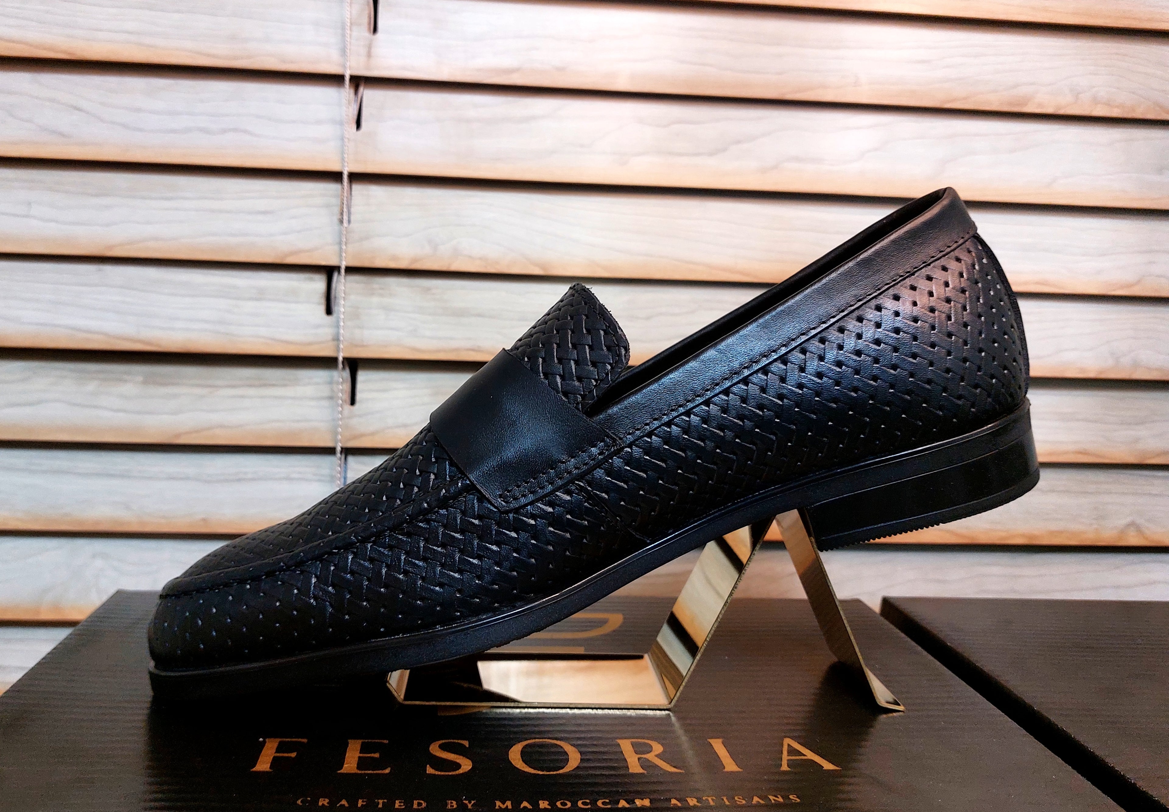 Mocassin Penny en cuir tressé