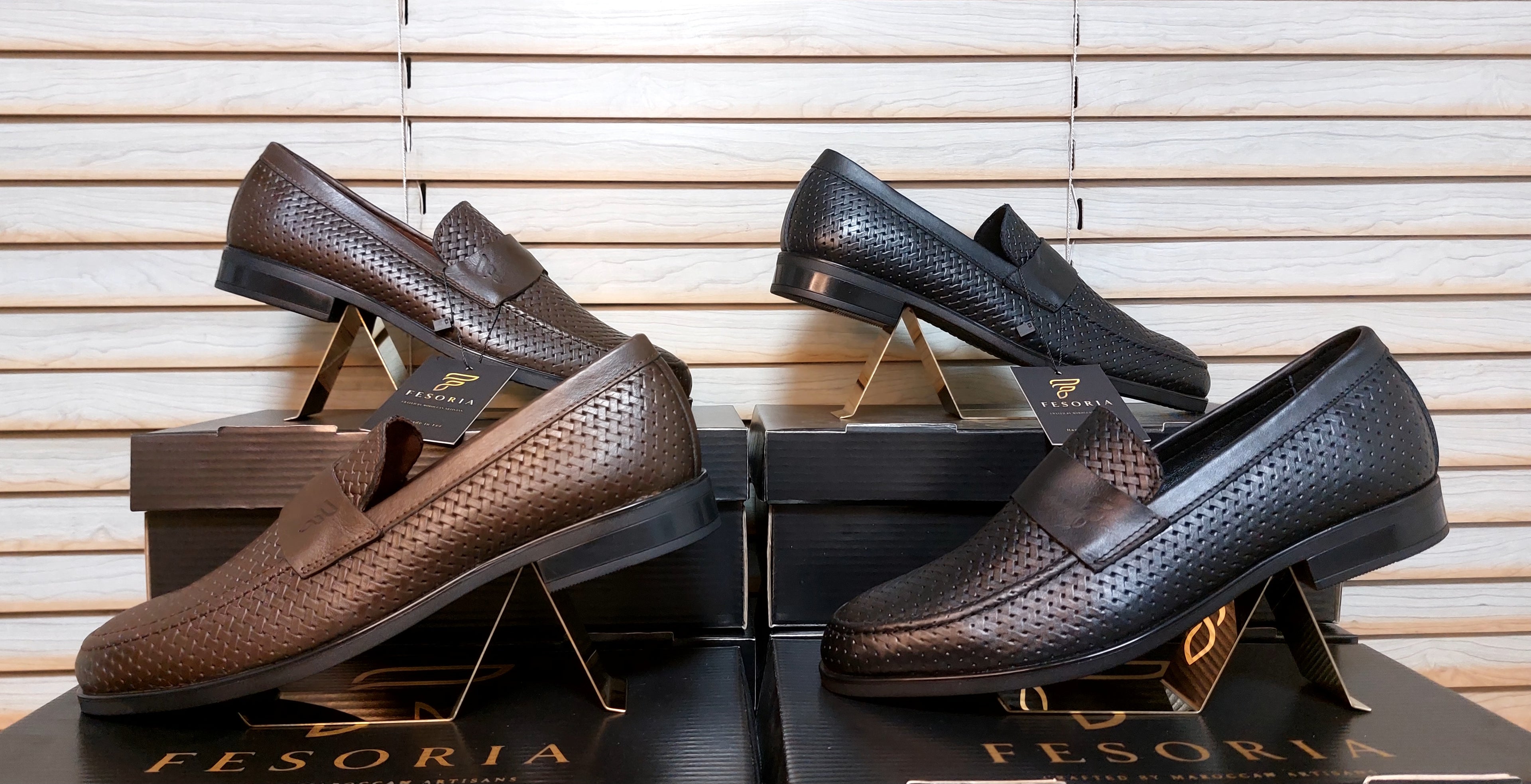 Mocassin Penny en cuir tressé